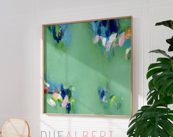 Grande impression de peinture abstraite acrylique vert émeraude d'art mural, impression d'art abstrait art mural vert. oeuvre d'art murale moderne, tableau au-dessus du canapé