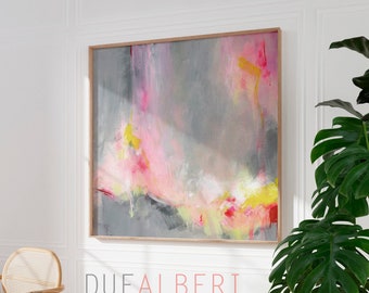 Large wall art, large abstract painting colorful print, large art prints, modern painting unique decor gift Pastel Pink and abstract art