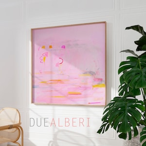 Abstract art print light pink and yellow textured painting , Extra large wall art print, Minimalist wall art, pink wall art prints