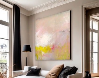 abstract acrylic painting on canvas, Fine Art Print, Abstract Art, Large Acrylic Painting Pastel Pink abstract art, large art bedroom print