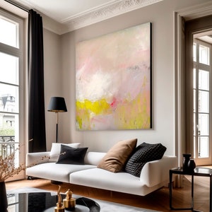 abstract acrylic painting on canvas, Fine Art Print, Abstract Art, Large Acrylic Painting Pastel Pink abstract art, large art bedroom print image 1