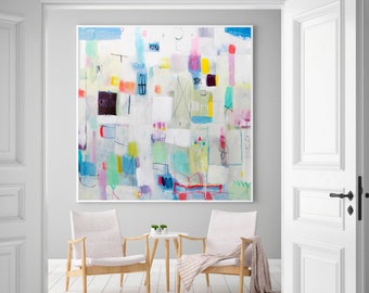 Abstract painting print, Modern textured pastel wall art, Trendy aesthetic large wall art, neutral multicolor abstract art painting