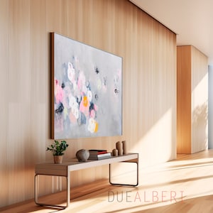 Large Abstract Grey Pink Wall Art Unique and Vibrant Art print for Your Home image 4