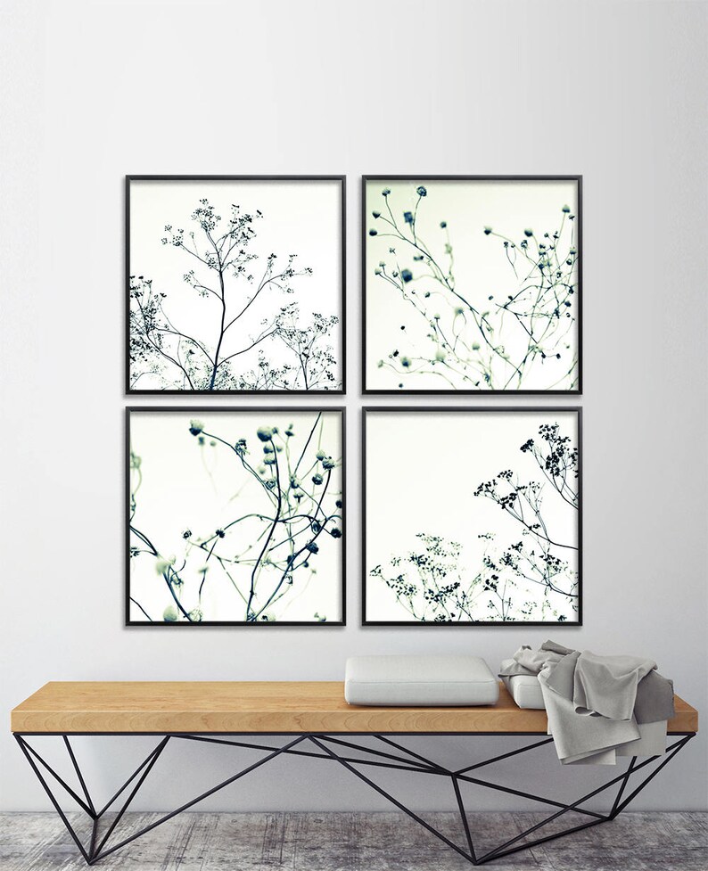 Large Wall Art Black and White Botanical Wall Art Modern Etsy