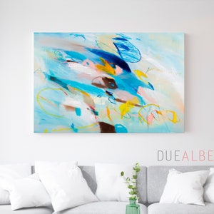 Joyful Abstract painting, Large pastel Wall art print, Bedroom print decor, Modern colorful abstract art, living room wall art