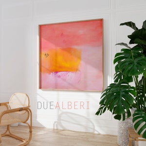 Orange and pink abstract painting colorful Print, Coral pink painting, pastel pink canvas print, extra large abstract wall art print image 7