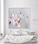 Abstract painting pastel pink yellow orange french grey dreamy floral circles extra Large Canvas print above bed wall art for home decor 