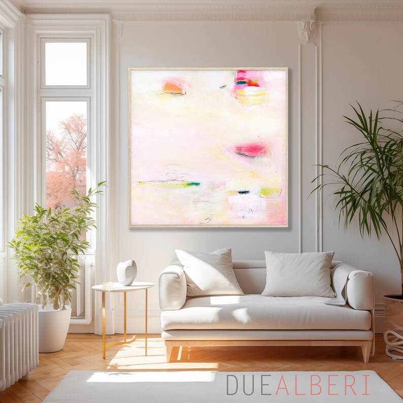 Abstract painting print, Neutral colors large minimalist abstract art, Modern textured beige pink, stylish pale pink aesthetic wall art image 10