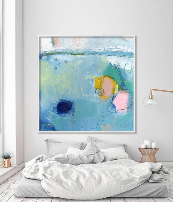 blue ABSTRACT Print on Canvas Large Wall Art Fine Art Print | Etsy
