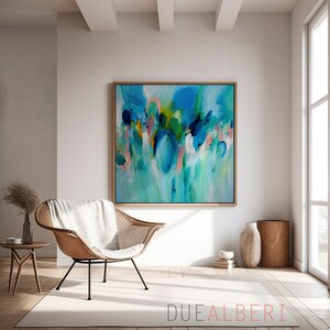 Abstract art print, modern wall art, home decor large wall art, pastel blue white and pink abstract painting, Large wall art for living room image 7