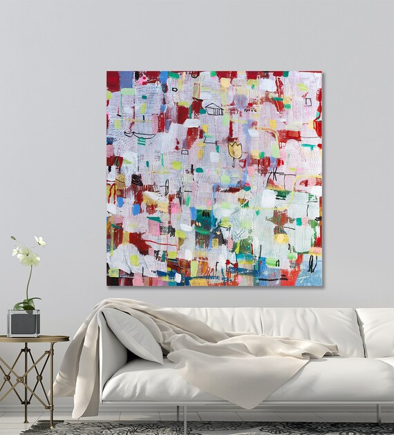Original Colorful Abstract Painting Large Wall Art Colorful - Etsy
