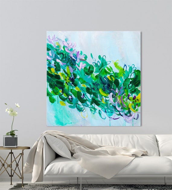 Green Floral Painting Large Abstract Painting Original | Etsy