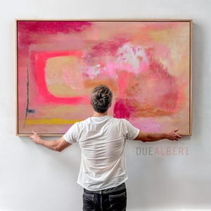 Light Pink Abstract Art Print, Coral Beige Canvas, Modern Giclée