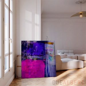 Vibrant abstract painting print, abstract wall art, purple and bright magenta wall art