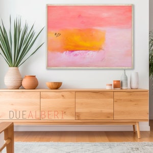Orange and pink abstract painting colorful Print, Coral pink painting, pastel pink canvas print, extra large abstract wall art print image 8