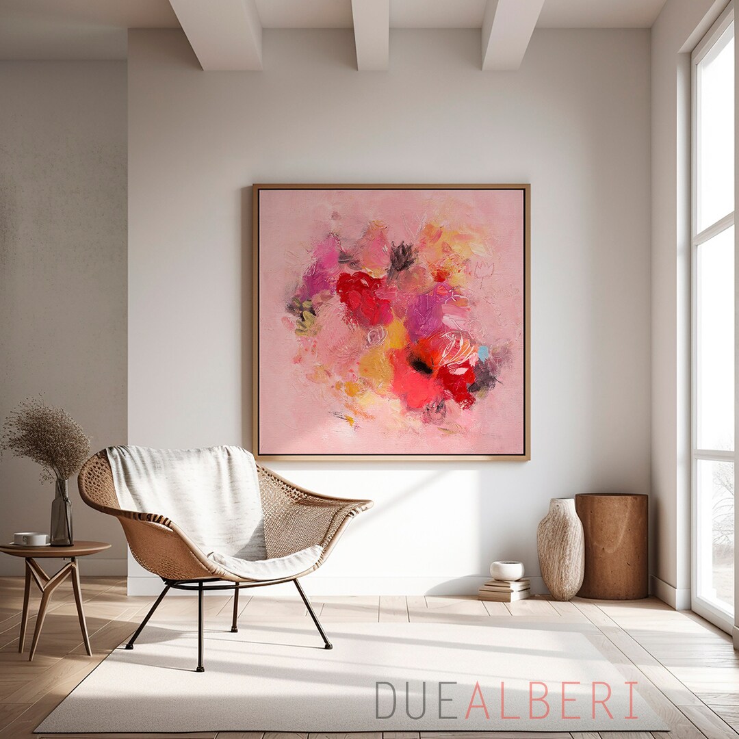 アートポスター　OAK　Art Frame　Pink × Overlap Amazon.com: Artery8 Teal Pink Yellow Flowers Bright Elegant