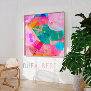 Colorful Abstract Wall Art, Bright Funky Art Print, Multicolor Modern Painting, Bold Large Wall Decor