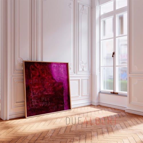Reproduction d'une peinture abstraite rouge, impression giclée texturée, œuvre d'art moderne