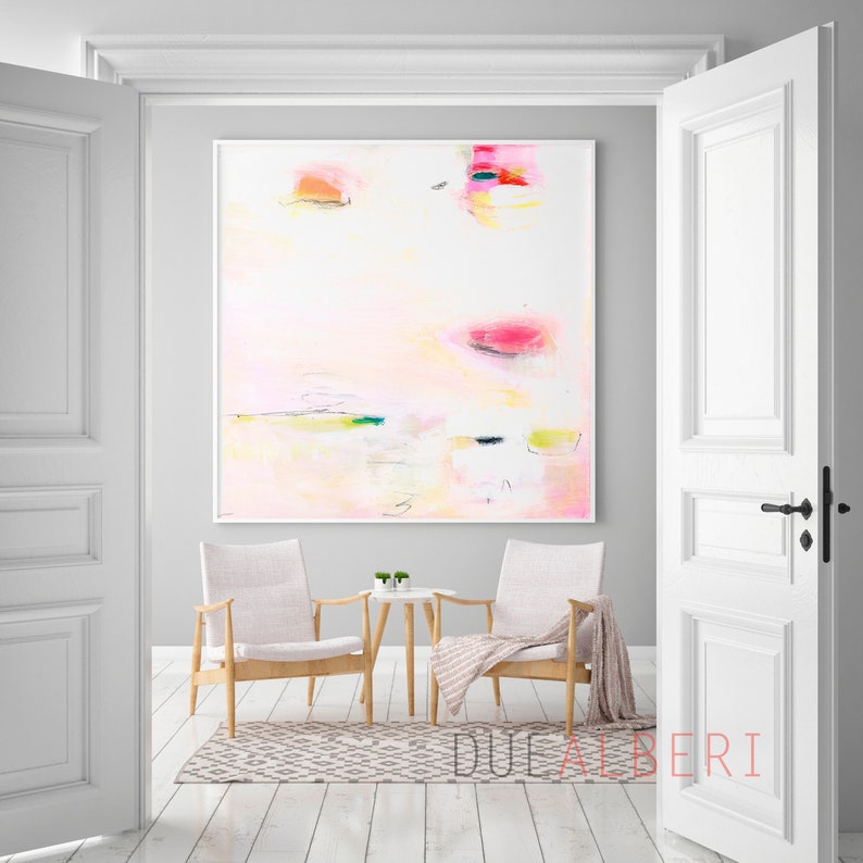 Abstract painting print, Neutral colors large minimalist abstract art, Modern textured beige pink, stylish pale pink aesthetic wall art image 6