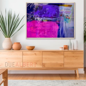 Vibrant abstract painting print, abstract wall art, purple and bright magenta wall art