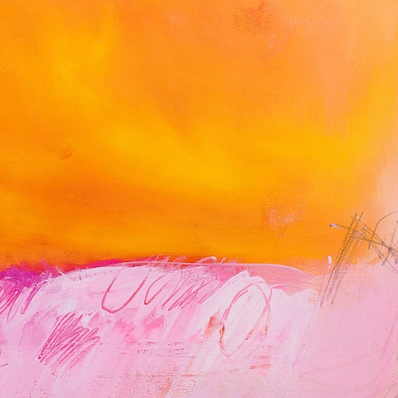 Quot;Artery8 Woman Face Hidden In Flowers Abstract Painting Wall Art Print In Pink Size W24 X H32