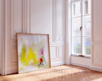 Yellow Abstract Art Print, Large Canvas Wall Art, Mid Century Modern Giclée