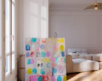 Pink Abstract Art, Large Wall Art, Soft Pastel Canvas