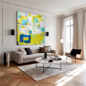 Pastel light green abstract art, Minimalist aesthetic trendy apartment wall decor, Extra large abstract painting, Statement wall decor