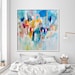 Large abstract painting colorful print, Large Art, Abstract print with blue pink and yellow, Abstract art