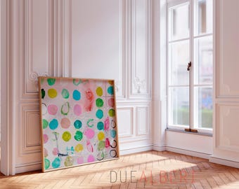 Roze abstracte kunst, groot wandkunstwerk, modern canvas