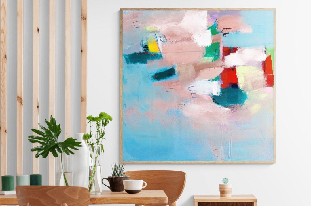 Soft Pastel Blue Wall Art Multicolor Wall Art Vivid Colors Etsy