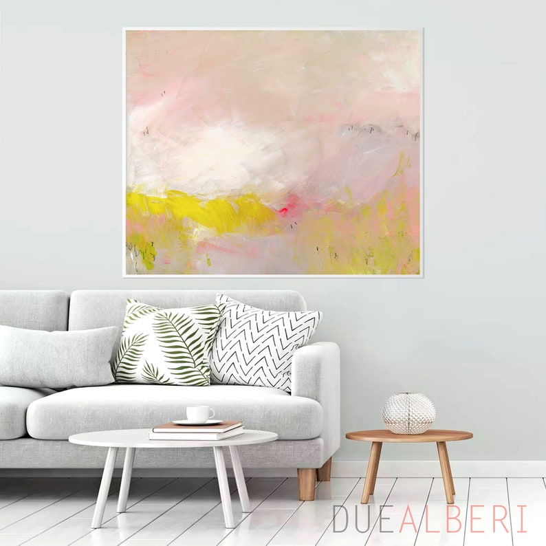 abstract acrylic painting on canvas, Fine Art Print, Abstract Art, Large Acrylic Painting Pastel Pink abstract art, large art bedroom print image 5