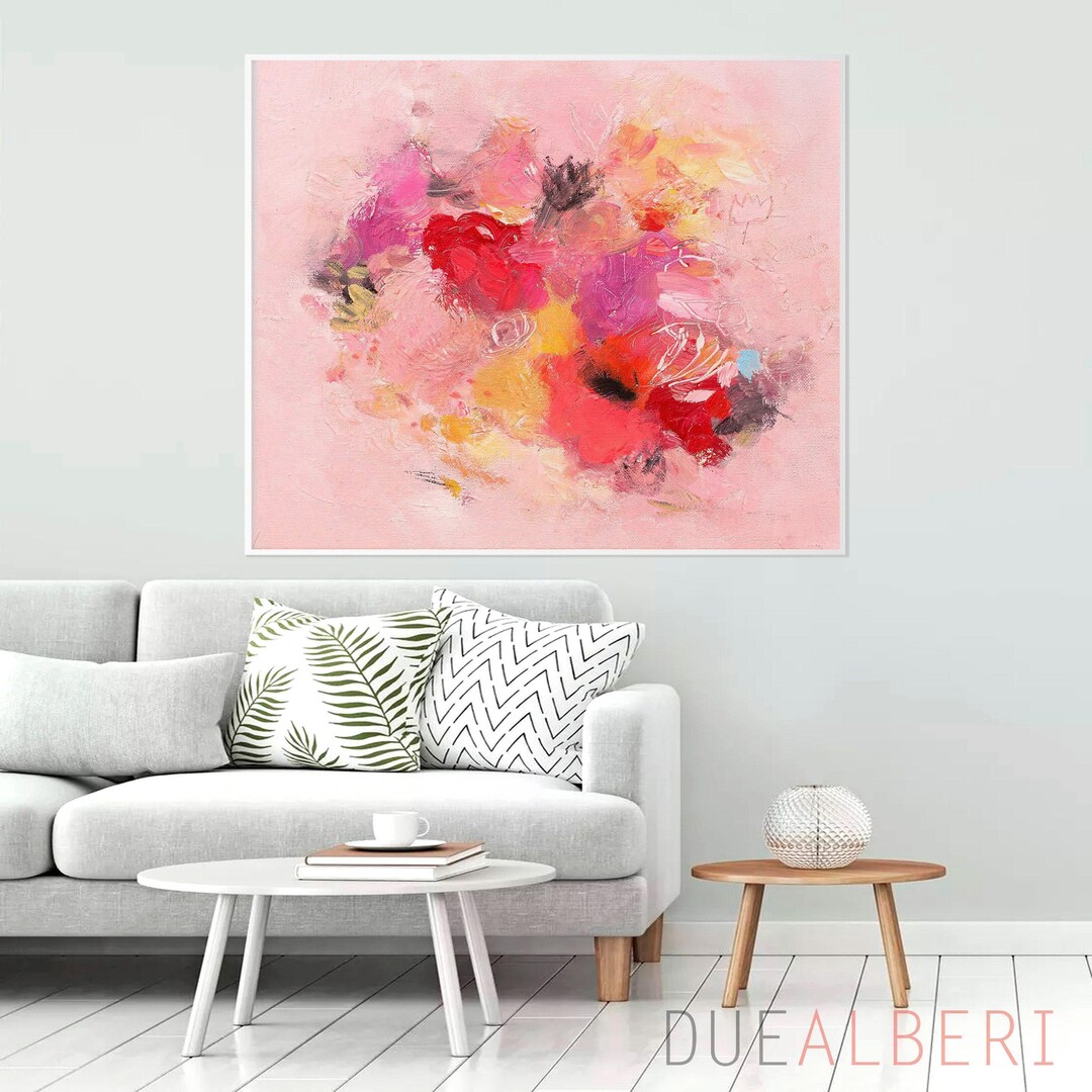 Pink Floral Abstract Canvas Print, Magenta Blush Modern Wall Art - Etsy