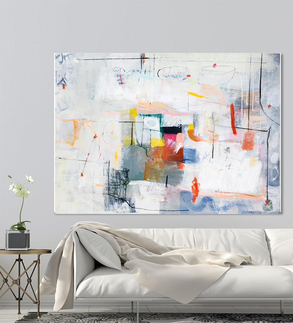 Cream ABSTRACT PAINTING Large canvas art modern geometric Etsy