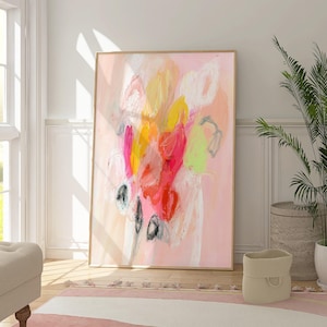 Pinker abstrakter Kunstdruck, modernes Giclée, limitierte Auflage