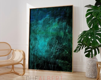 Green Abstract Art, Large Wall Art, Modern Canvas