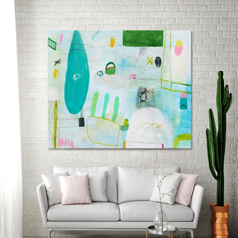 Extra Large Print of Abstract Art With Pastel Blue White and Etsy
