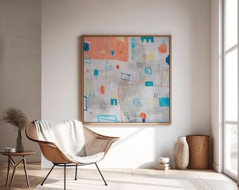 Beige Pink Abstract Art Print – Neutral Modern Giclee Canvas wall art