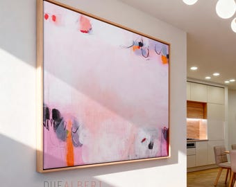 light pink abstract wall art minimalist pastel canvas print modern artwork