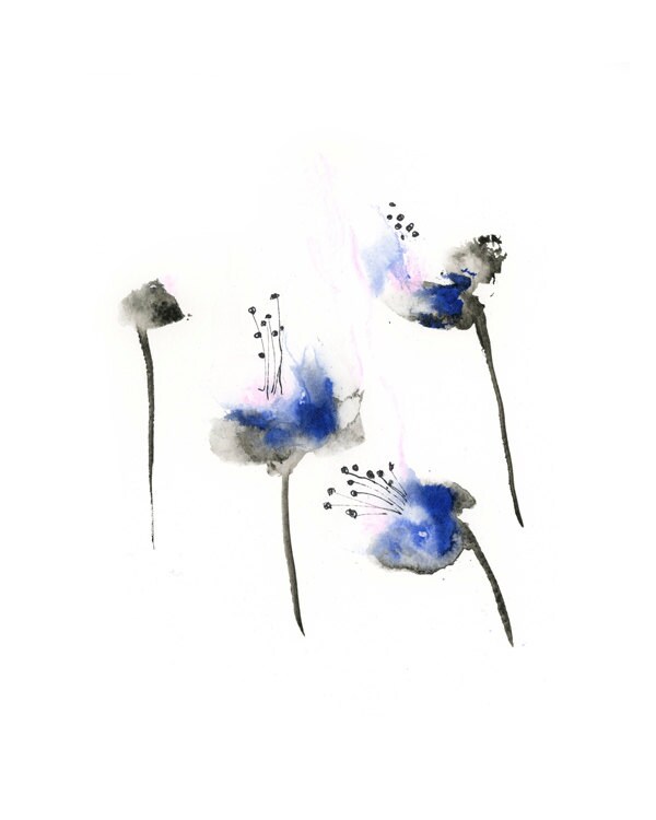Abstract Art Print Set Print Set of 3 Watercolor Flowers Etsy