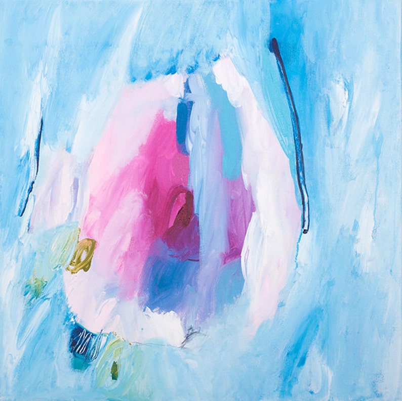 Large Wall Art Light Blue and Print Abstract Art Print Etsy