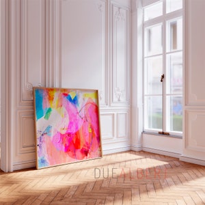 Bright Wall Art Extra Large Abstract Print, Vibrant and Colorful Abstract Painting for Living ...