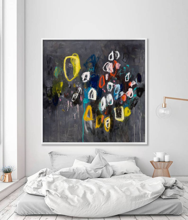 Print 【58%OFF!】 Abstract modern art large yellow wall and 定番のお歳暮 black