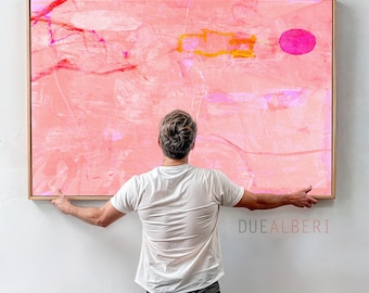 Light Pink Abstract Art Print, Extra Large Giclee Canvas, Minimalist Decor