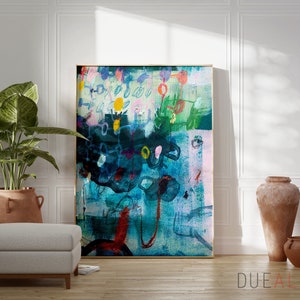 Minimalist blue abstract art, Modern vibrant blue Abstract art print, Bright blue eclectic wall art, Extra large modern wall art