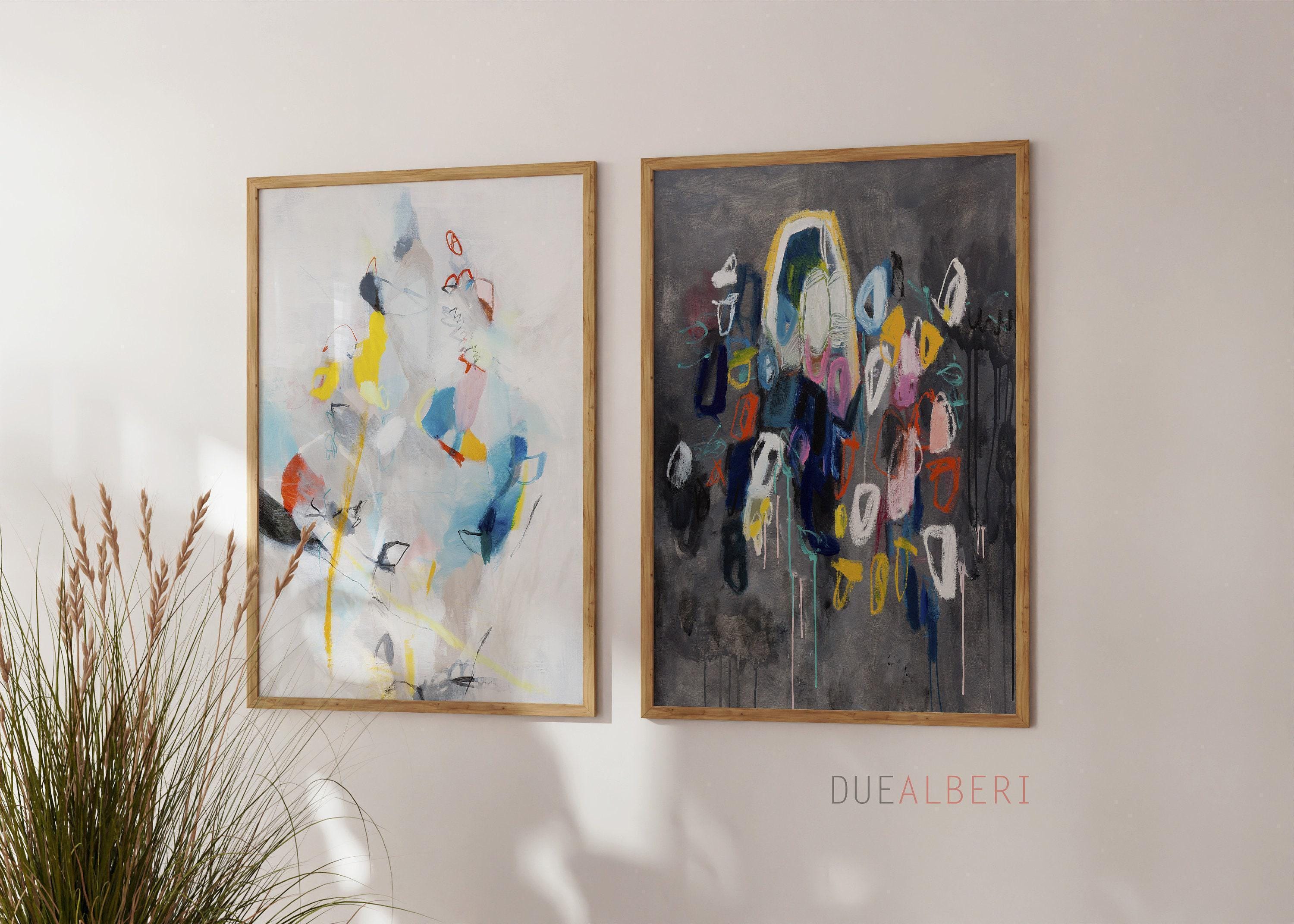 抽象画プリントセット、パステルカラー、モダンジクレー複製画 - Etsy 日本