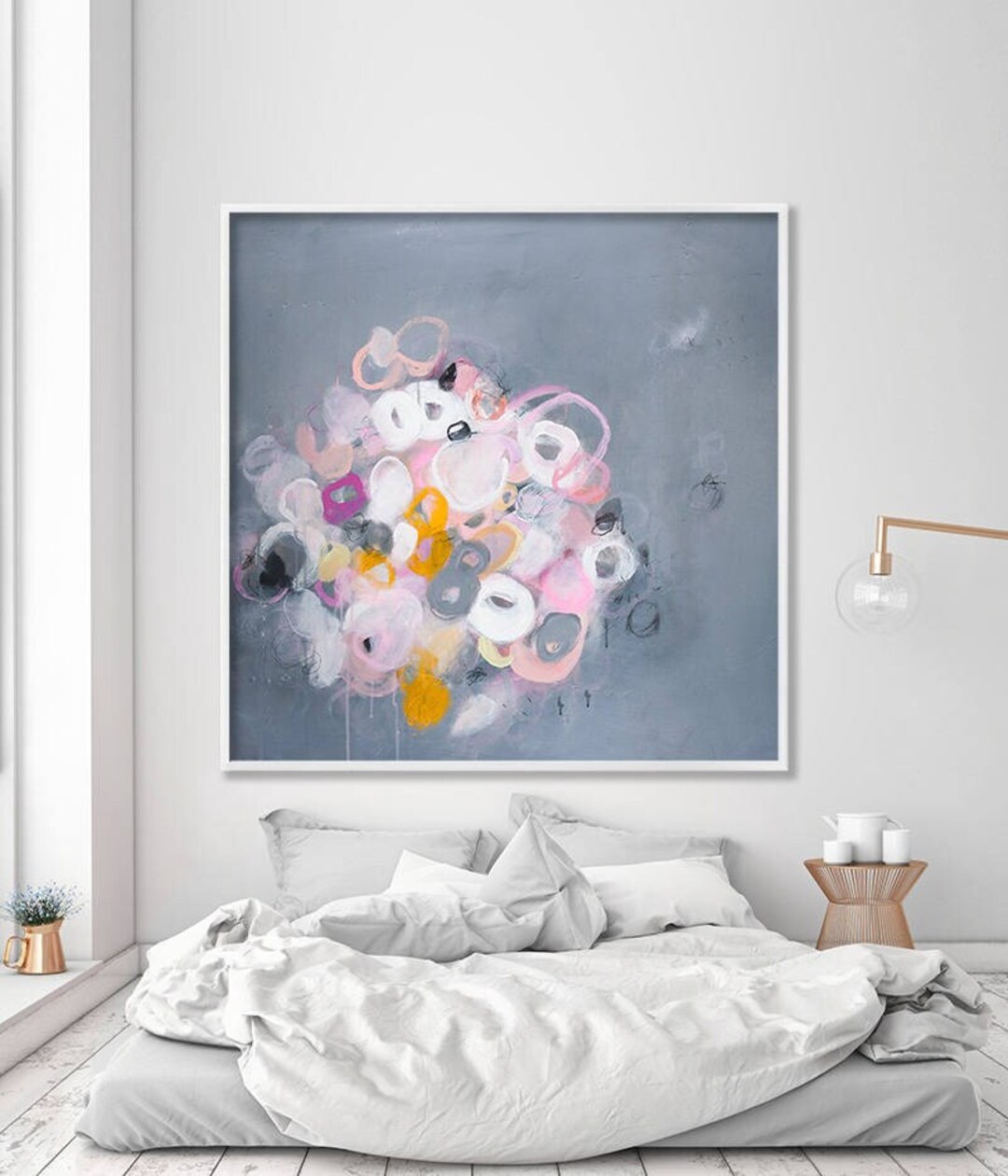 Dreamy Pastel Grey Pink Abstract Painting Print Modern Etsy
