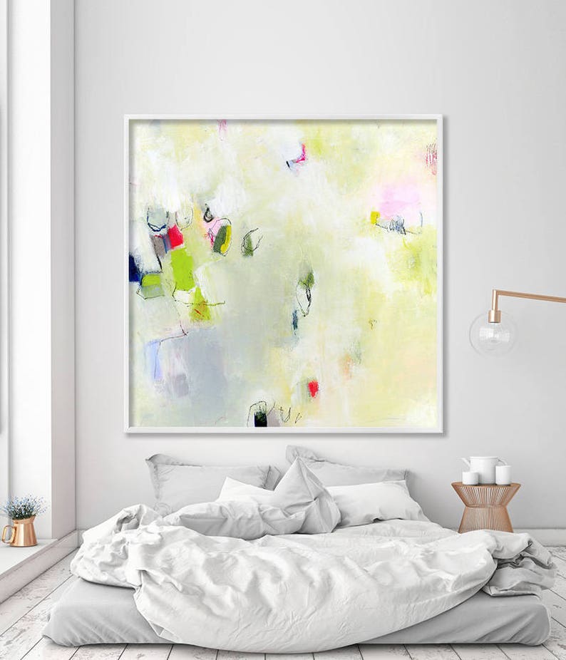 Light Green Painting Bedroom Abstract Art Mmindfulness Gift Light Green Painting Bedroom Abstract
