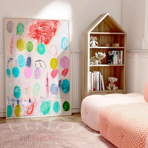 Abstract painting wall art, Multicolor large minimalist abstract art, Watercolor print, Modern creative art, Trendy aesthetic large wall art