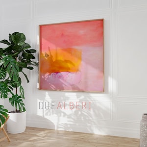 Orange and pink abstract painting colorful Print, Coral pink painting, pastel pink canvas print, extra large abstract wall art print image 6